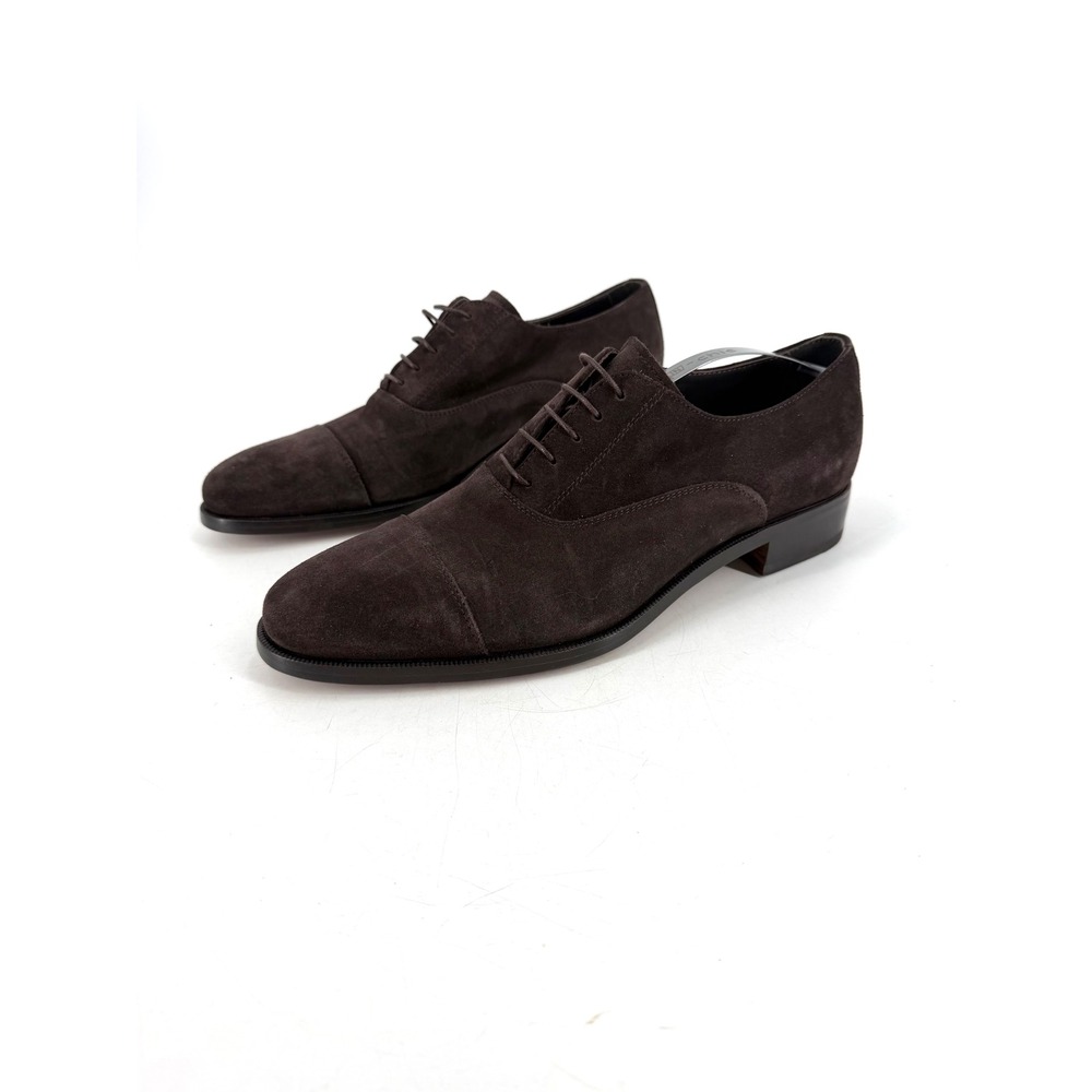 Scarosso Oxford Shoes Mens 43 Dark Brown Suede Cap Toe Italian Luxury Dressy